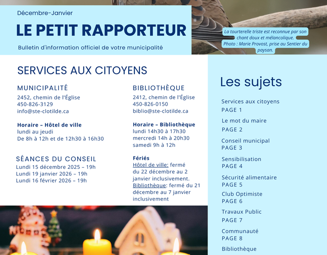 Petit rapporteur décembre-janvier 2026